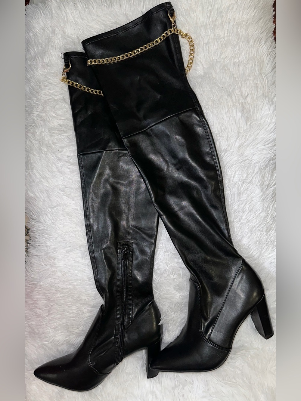 Classic Black Over-the-Knee Heeled Boots - Women's